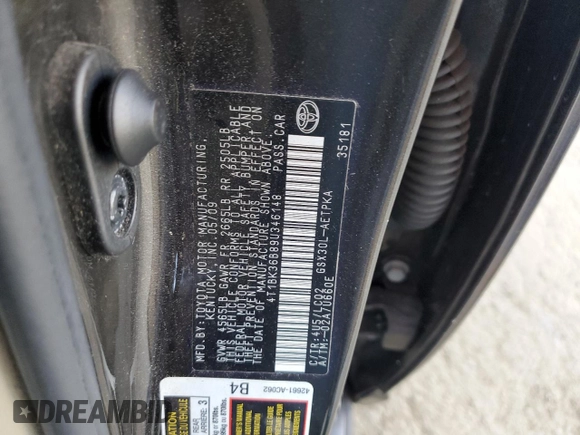 2009 Toyota Avalon XL with VIN 4T1BK36B89U346148, listed as a Copart auction lot 54754705 with 156,889 mi miles and Salvage Title. Bid and sale history available at carsss.com. Image 12.