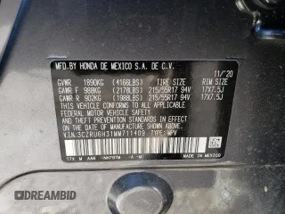 2021 Honda HR-V LX with VIN 3CZRU6H31MM711409, listed as a Copart auction lot 45154015 with 18,322 mi miles and Salvage Title. Bid and sale history available at carsss.com. Image 14.