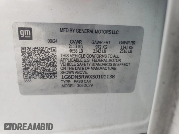 2025 Cadillac CT5 Premium Luxury with VIN 1G6DN5RWXS0101138, listed as a Copart auction lot 60369325 with 18,046 mi miles and Salvage title. Bid and sale history available at DreamBid. Image 12.