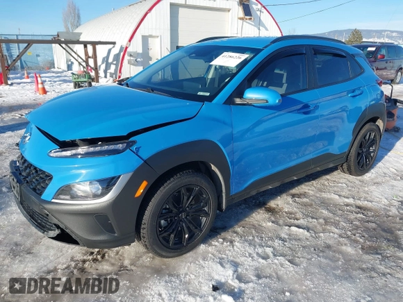 2023 Hyundai Kona SEL with VIN KM8K6CAB3PU956256, listed as a IAAI auction lot 41286226 with 24,973 mi miles. Bid and sale history available at carsss.com. Image 2.