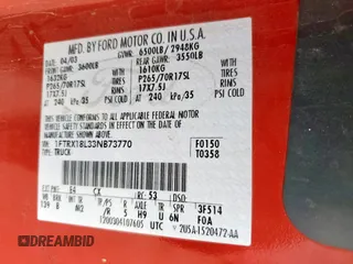 2003 Ford F-150 XL z VIN 1FTRX18L33NB73770, wystawiony jako Copart lot #59021845 z przebiegiem 344 989 mil mil oraz Szkoda całkowita • Salvage title. Historia ofert i sprzedaży dostępna na DreamBid. Obrazek 12.