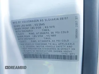 2008 Volkswagen Touareg V6 z VIN WVGBE77LX8D027323, wystawiony jako IAAI lot #41240460 z przebiegiem 140 330 mil mil oraz . Historia ofert i sprzedaży dostępna na DreamBid. Obrazek 9.