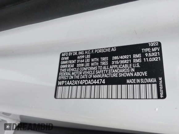 2023 Porsche Cayenne z VIN WP1AA2AY4PDA04474, wystawiony jako IAAI lot #41728559 z przebiegiem 19 514 mil mil oraz . Historia ofert i sprzedaży dostępna na DreamBid. Obrazek 9.