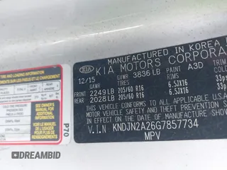2016 Kia Soul z VIN KNDJN2A26G7857734, wystawiony jako IAAI lot #42269540 z przebiegiem 89 471 mil mil oraz . Historia ofert i sprzedaży dostępna na DreamBid. Obrazek 9.