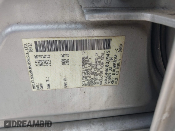 2013 Nissan Maxima SV with VIN 1N4AA5AP6DC802945, listed as a IAAI auction lot 42436193 with 144,462 mi miles and . Bid and sale history available at DreamBid. Image 9.