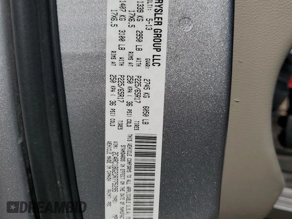 2013 Chrysler Town & Country Touring with VIN 2C4RC1BG2DR775295, listed as a Copart auction lot 51422675 with 179,523 mi miles and Salvage Title. Bid and sale history available at carsss.com. Image 13.