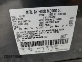 2019 Ford Explorer Limited with VIN 1FM5K8F85KGB12102, listed as a Copart auction lot 51878575 with 155,163 mi miles and Clean title. Bid and sale history available at DreamBid. Image 13.