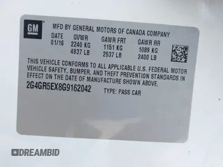 2016 Buick Regal Premium I z VIN 2G4GR5EX8G9162042, wystawiony jako IAAI lot #40840420 z przebiegiem 125 709 mil mil oraz . Historia ofert i sprzedaży dostępna na DreamBid. Obrazek 9.