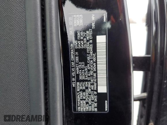 2020 Volvo XC90 Momentum with VIN YV4102PK7L1609198, listed as a Copart auction lot 88312475 with 74,743 mi miles and Salvage Title. Bid and sale history available at carsss.com. Image 15.