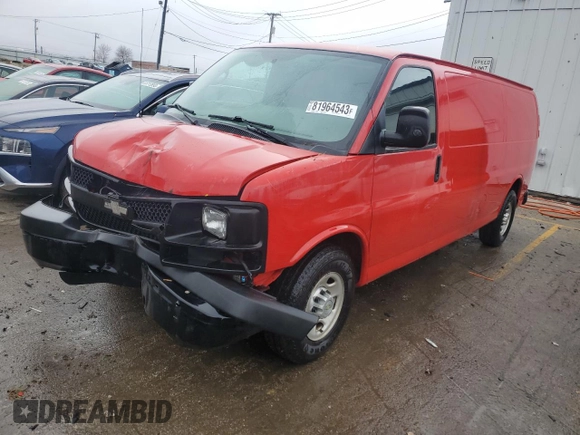 2014 Chevrolet Express Cargo Van with VIN 1GCWGGCA9E1131142, listed as a Copart auction lot 72468634 with 72,339 mi miles and Salvage Title. Bid and sale history available at carsss.com. Image 1.