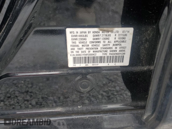 2015 Acura RLX Technology z VIN JH4KC1F54FC000422, wystawiony jako Copart lot #47426195 z przebiegiem 129 512 mil mil oraz Szkoda całkowita • Salvage title. Historia ofert i sprzedaży dostępna na DreamBid. Obrazek 14.