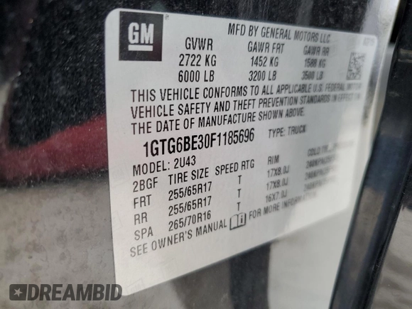 2015 GMC Canyon 4WD SLE with VIN 1GTG6BE30F1185696, listed as a Copart auction lot 51091255 with 173,322 mi miles and Salvage Title. Bid and sale history available at carsss.com. Image 12.