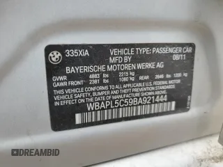 2011 BMW 3 Series 335i xDrive with VIN WBAPL5C59BA921444, listed as a Copart auction lot 44213385 with Not provided miles and Clean title. Bid and sale history available at DreamBid. Image 13.