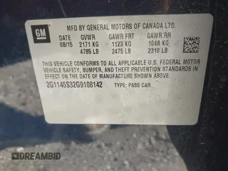 2016 Chevrolet Impala LTZ with VIN 2G1145S32G9108142, listed as a IAAI auction lot 41640735 with 210,975 mi miles. Bid and sale history available at carsss.com. Image 9.