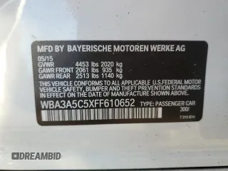 2015 BMW 3 Series 328i with VIN WBA3A5C5XFF610652, listed as a Copart auction lot 48208295 with 88,194 mi miles and Salvage Title. Bid and sale history available at carsss.com. Image 12.