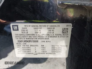 2015 GMC Terrain SLE with VIN 2GKFLWEK0F6139998, listed as a IAAI auction lot 42054579 with 138,033 mi miles and . Bid and sale history available at carsss.com. Image 9.