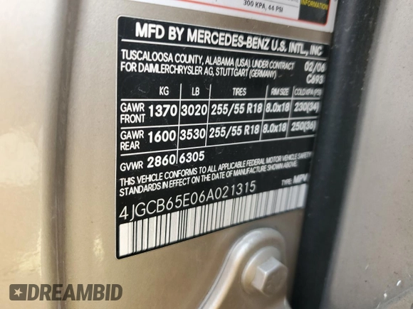 2006 Mercedes-Benz R 3.5L z VIN 4JGCB65E06A021315, wystawiony jako Copart lot #48420055 z przebiegiem 148 360 mil mil oraz Czysty tytuł • Clean title. Historia ofert i sprzedaży dostępna na DreamBid. Obrazek 13.