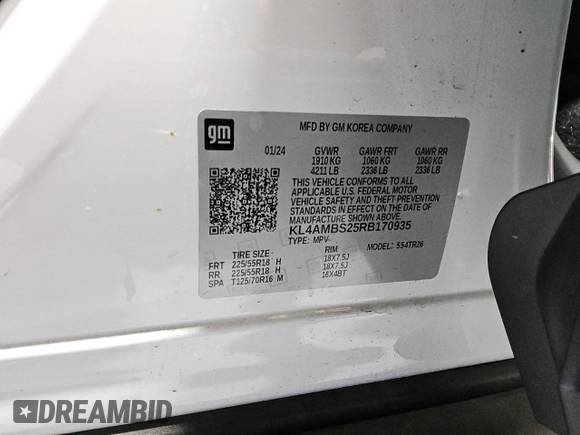 2024 Buick Encore GX Preferred with VIN KL4AMBS25RB170935, listed as a Copart auction lot 60525125 with 11,102 mi miles and Clean title. Bid and sale history available at DreamBid. Image 13.