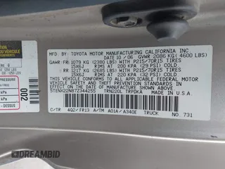 2007 Toyota Tacoma with VIN 5TENX22N87Z344255, listed as a IAAI auction lot 41083339 with 229,956 mi miles. Bid and sale history available at carsss.com. Image 9.