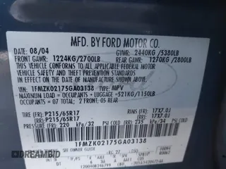 2005 Ford Freestyle SEL with VIN 1FMZK02175GA03138, listed as a IAAI auction lot 41339827 with 1 mi miles. Bid and sale history available at carsss.com. Image 9.