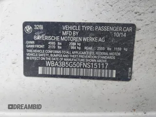 2015 BMW 3 Series 328i xDrive with VIN WBA3B5G50FNS15117, listed as a IAAI auction lot 41843496 with 144,613 mi miles. Bid and sale history available at carsss.com. Image 9.