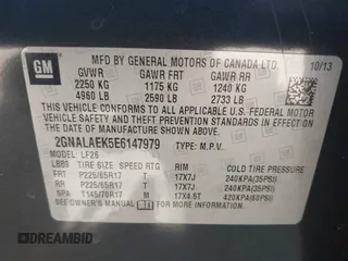 2014 Chevrolet Equinox LS with VIN 2GNALAEK5E6147979, listed as a IAAI auction lot 41987035 with 134,821 mi miles. Bid and sale history available at carsss.com. Image 9.