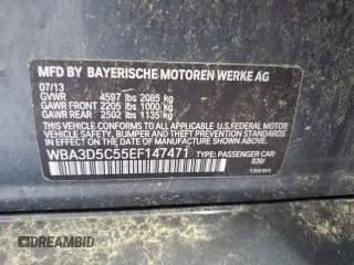 2014 BMW 3 Series 328d xDrive with VIN WBA3D5C55EF147471, listed as a Copart auction lot 61530255 with 222,053 mi miles and Salvage title. Bid and sale history available at DreamBid. Image 12.