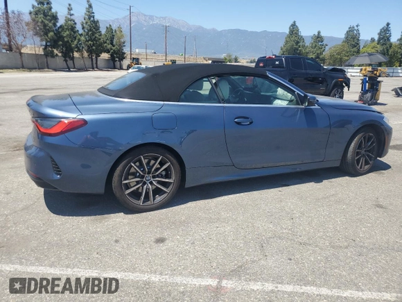 2024 BMW 4 Series 430i z VIN WBA23AT05RCP03975, wystawiony jako Copart lot #56381405 z przebiegiem Nie podano mil oraz Szkoda całkowita • Salvage title. Historia ofert i sprzedaży dostępna na DreamBid. Obrazek 3.