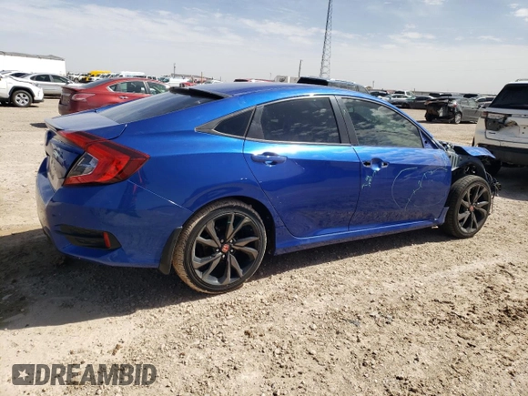 2019 Honda Civic Sedan Sport with VIN 19XFC2F89KE013799, listed as a Copart auction lot 49402445 with 130,617 mi miles and Salvage Title. Bid and sale history available at carsss.com. Image 3.