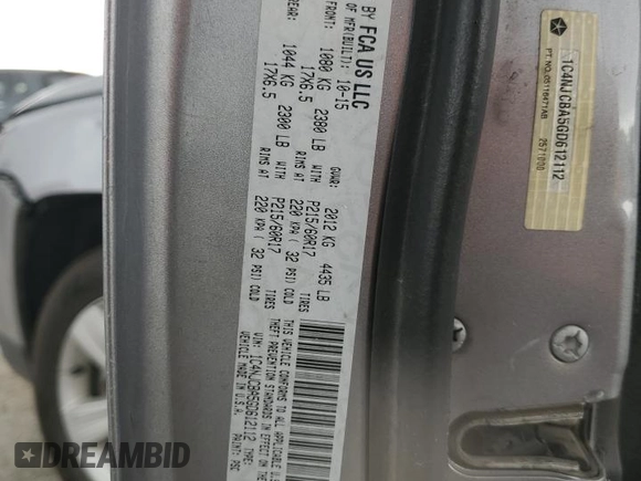2016 Jeep Compass Sport with VIN 1C4NJCBA5GD612112, listed as a Copart auction lot 60039395 with 154,860 mi miles and Salvage title. Bid and sale history available at DreamBid. Image 13.