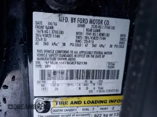 2016 Ford Expedition EL Platinum with VIN 1FMJK1MT8GEF52136, listed as a Copart auction lot 88994755 with 0 mi miles and Salvage Title. Bid and sale history available at carsss.com. Image 13.