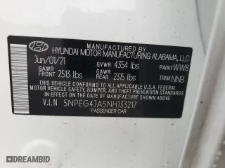 2022 Hyundai Sonata SE with VIN 5NPEG4JA5NH133217, listed as a Copart auction lot 51746425 with 19,707 mi miles and Salvage Title. Bid and sale history available at carsss.com. Image 13.