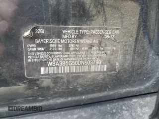 2013 BMW 3 Series 328i xDrive с VIN WBA3B5G50DNS03790, выставлен на аукционе Copart как лот 64799365 с пробегом Не указан миль и Списание • Salvage title. История ставок и продаж доступна на DreamBid. Изображение 12.