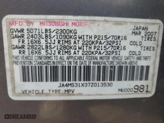 2007 Mitsubishi Outlander ES with VIN JA4MS31X37Z013530, listed as a Copart auction lot 44783285 with 177,357 mi miles and Salvage Title. Bid and sale history available at carsss.com. Image 14.