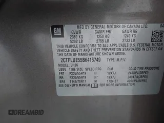 2011 GMC Terrain SLT-1 with VIN 2CTFLUE55B6416749, listed as a IAAI auction lot 41318282 with 249,022 mi miles and . Bid and sale history available at carsss.com. Image 9.