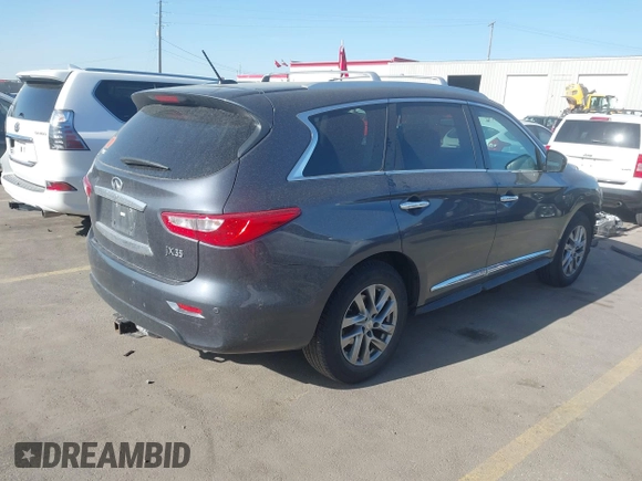 2013 Infiniti JX35 with VIN 5N1AL0MM3DC343801, listed as a IAAI auction lot 41986430 with 117,476 mi miles. Bid and sale history available at carsss.com. Image 4.