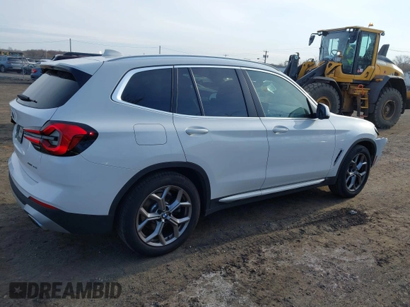 2022 BMW X3 xDrive30i with VIN 5UX53DP03N9M00629, listed as a IAAI auction lot 41890559 with 9,300 mi miles and . Bid and sale history available at DreamBid. Image 4.