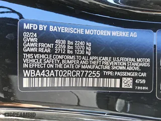 2024 BMW 4 Series 430i xDrive with VIN WBA43AT02RCR77255, listed as a Copart auction lot 49742745 with 17,944 mi miles and Clean Title. Bid and sale history available at carsss.com. Image 12.