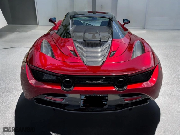 2022 McLaren 720S with VIN SBM14FCA2NW006XXX, listed as a Copart auction lot 53583055 with 9,223 mi miles and Clean Title. Bid and sale history available at carsss.com. Image 7.