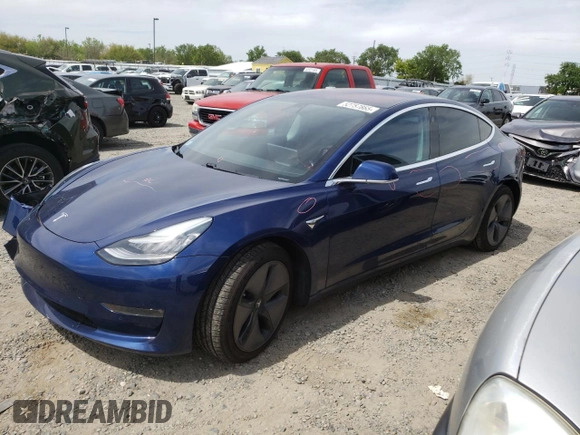 2018 Tesla Model 3 Long Range Battery with VIN 5YJ3E1EB3JF093680, listed as a Copart auction lot 52757865 with 60,598 mi miles and Salvage Title. Bid and sale history available at DreamBid. Image 1.