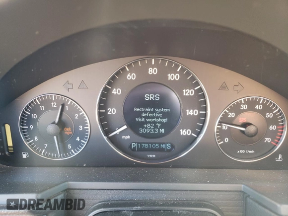 2003 Mercedes-Benz E-Class 3.2L with VIN WDBUF65J13A122593, listed as a Copart auction lot 75189804 with 178,105 mi miles and Salvage Title. Bid and sale history available at carsss.com. Image 9.