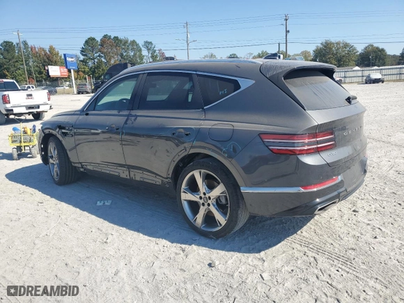 2023 Genesis GV80 with VIN KMUHBDSB0PU111862, listed as a Copart auction lot 77570374 with 24,585 mi miles and Salvage Title. Bid and sale history available at carsss.com. Image 2.