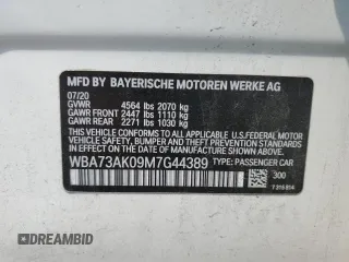 2021 BMW 2 Series 228i xDrive with VIN WBA73AK09M7G44389, listed as a Copart auction lot 59508235 with 43,725 mi miles and Non repairable. Bid and sale history available at DreamBid. Image 12.