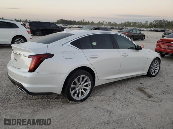 2022 Cadillac CT5 Luxury with VIN 1G6DW5RK6N0130537, listed as a Copart auction lot 77779674 with 41,840 mi miles and Salvage Title. Bid and sale history available at carsss.com. Image 3.