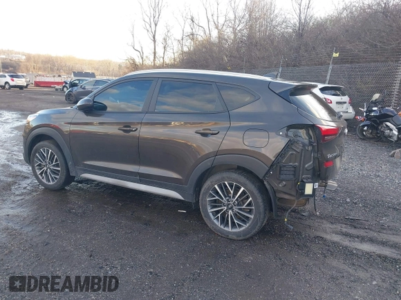 2019 Hyundai Tucson Ultimate with VIN KM8J3CALXKU070862, listed as a IAAI auction lot 41148707 with 88,946 mi miles. Bid and sale history available at carsss.com. Image 3.