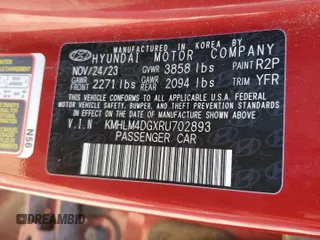 2024 Hyundai Elantra SEL with VIN KMHLM4DGXRU702893, listed as a Copart auction lot 46631995 with 29,294 mi miles and Salvage Title. Bid and sale history available at carsss.com. Image 12.