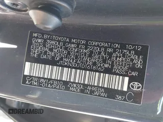 2013 Toyota Prius One with VIN JTDKN3DU1D1618162, listed as a IAAI auction lot 42003928 with 199,477 mi miles. Bid and sale history available at carsss.com. Image 9.