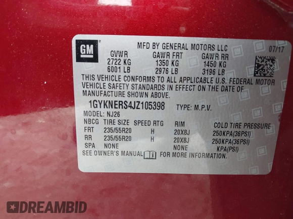 2018 Cadillac XT5 Premium Luxury FWD with VIN 1GYKNERS4JZ105398, listed as a IAAI auction lot 42298550 with 56,904 mi miles and . Bid and sale history available at DreamBid. Image 9.