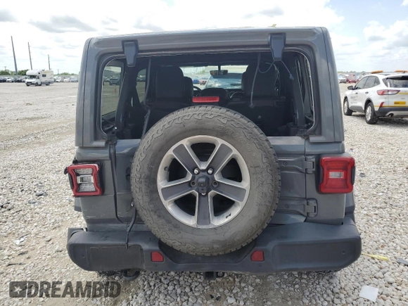 2020 Jeep Wrangler Unlimited Sahara with VIN 1C4HJXEN9LW121382, listed as a Copart auction lot 53279355 with 55,954 mi miles and Salvage title. Bid and sale history available at DreamBid. Image 6.