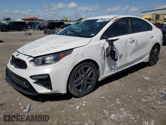2021 Kia Forte GT-Line with VIN 3KPF34AD1ME330415, listed as a Copart auction lot 57488545 with 46,074 mi miles and Salvage title. Bid and sale history available at DreamBid. Image 1.